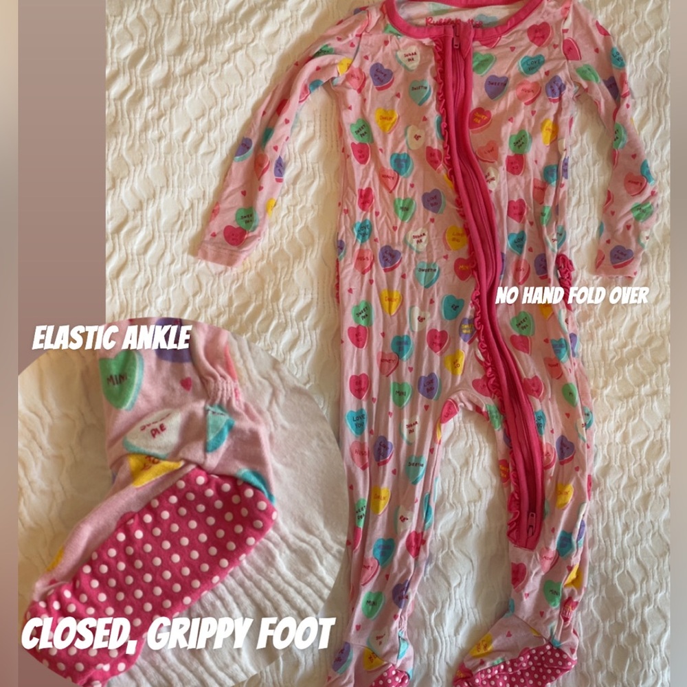 Ruffle Butts Multicolor Candy Heart Footie Pajama